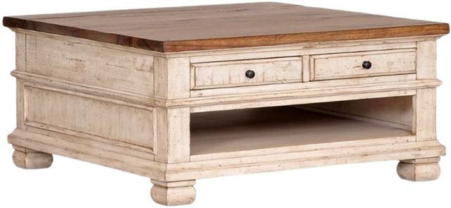 Napa Furniture Design Belmont Brown Square Coffee Table with White Base-0