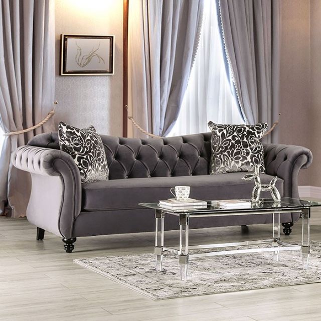 Furniture of America® Antoinette 2-Piece Gray Sofa Set-1