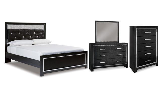 Signature Design by Ashley® Kaydell 4-Piece Black Queen Upholstered Panel Bed Set-0