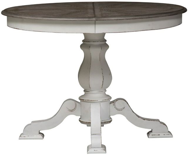 Liberty Furniture Magnolia Manor Weathered Bark Pedestal Dining Table with Antique White Base-2