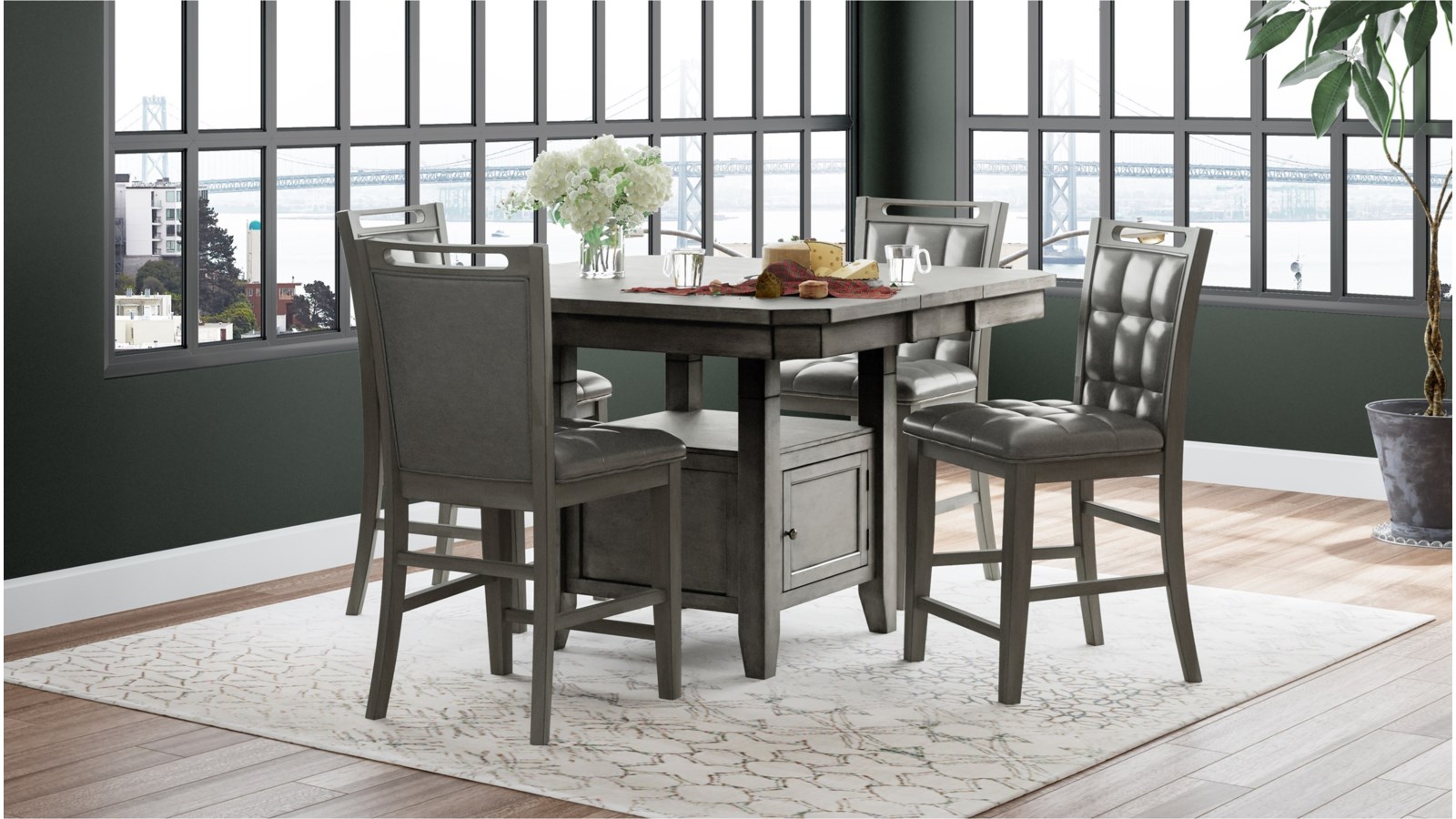 Jofran Inc. Manchester 5 Piece Gray Counter Height Dining Set Appliance Center of Toledo Toledo OH