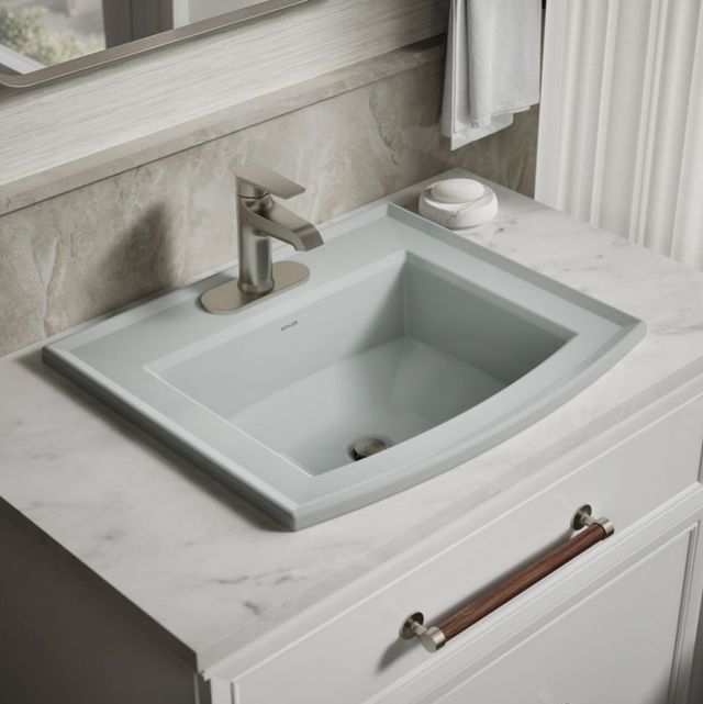 Kohler Archer® Ice Grey 22.75" Centerset Rectangular Drop-In Bathroom Sink-2