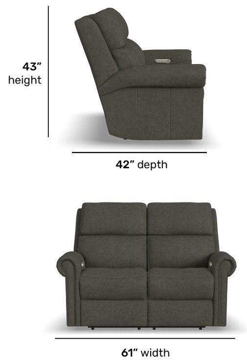 Flexsteel® Customizable Bernard Leather Power Reclining Loveseat with Headrest and Lumbar-2