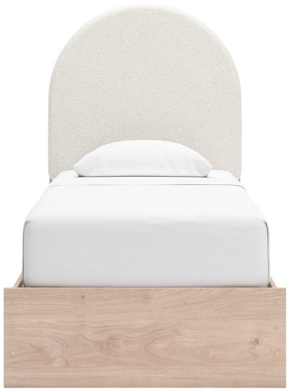Signature Design by Ashley® Shapella Tan/White Youth Twin Upholstered Panel Bed-2