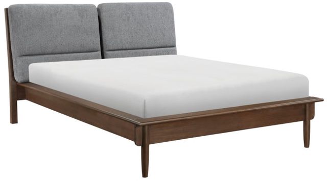 Homelegance® Astrid Gray/Walnut Queen Upholstered Panel Bed-0