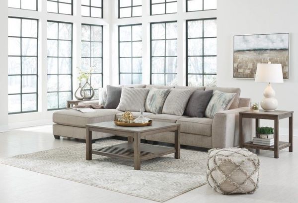 Benchcraft Ardsley 3-Piece Pewter Left-Arm Facing Chaise Sectional