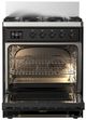 Ilve® Majestic III 30" Glossy Black Pro Style Dual Fuel Natural Gas Range with 5 Black Brass Burners and Burnished Trim-1