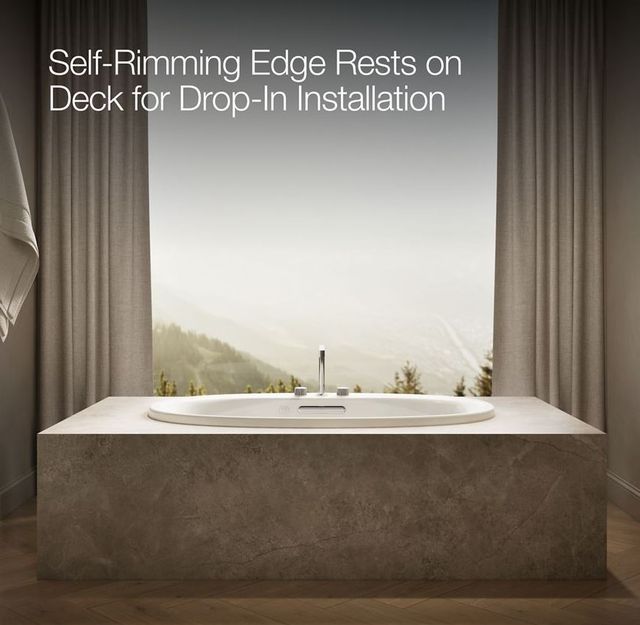 KOHLER® Underscore® Biscuit 60" x 36" Drop-In/Undermount Heated Oval Basin Whirlpool Bath-4