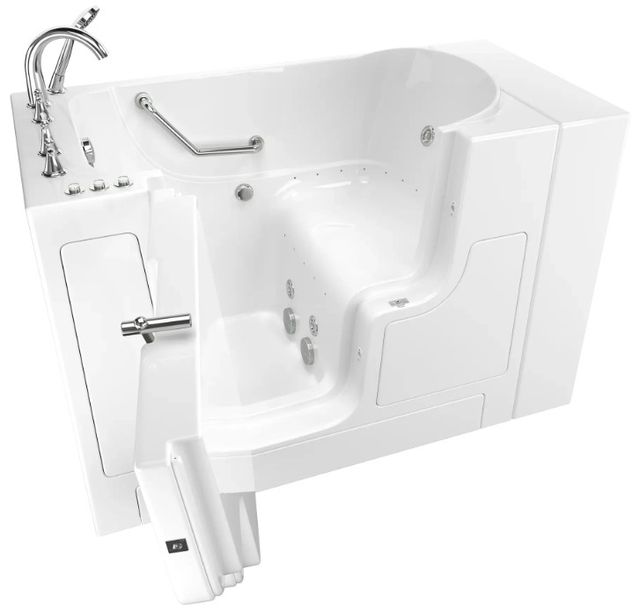 American Standard Gelcoat White 30” x 52” x 40" Walk-in Tub with Combination Air Spa and Whirlpool Systems - Left-Hand Drain with Faucet-0