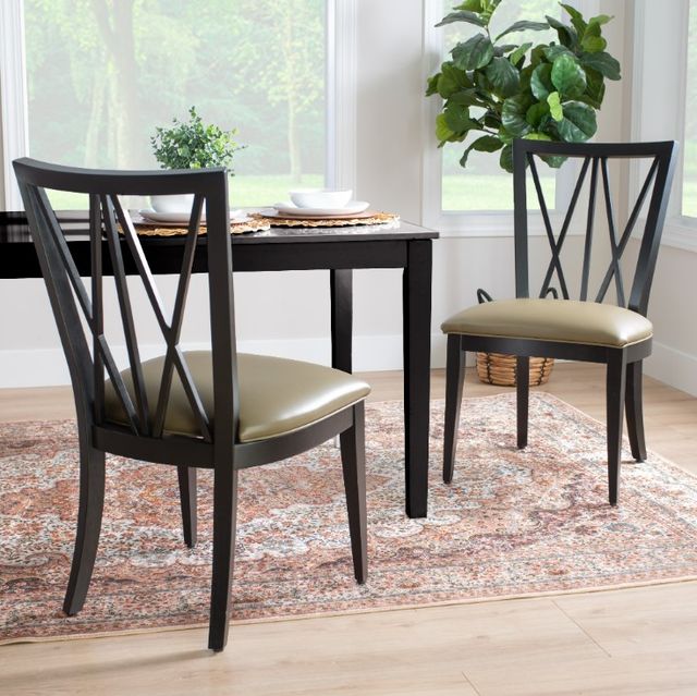 Linon Elektra 2-Piece Black/Tan Dining Chair Set-1