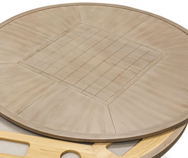 Furniture of America® Lyon Brown/Natural Wooden Outdoor Game Table with Black Base-2
