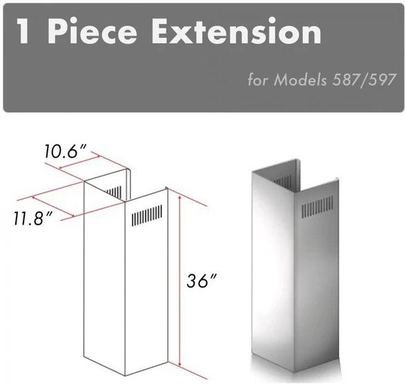ZLINE 36" Stainless Steel Chimney Extension -1