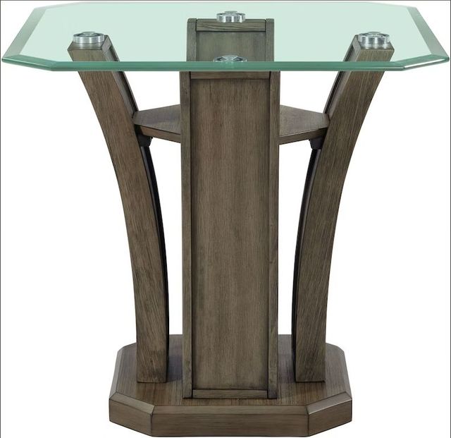 Elements International Dapper Glass Top Square End Table with Grey Base-2