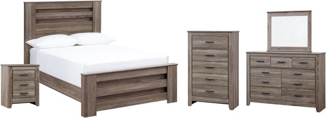 Signature Design by Ashley® Zelen 5-Piece Warm Gray Full Panel Bed Set-0