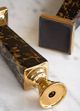 A & B Home Glossy Black/Gold Candle Holder-3