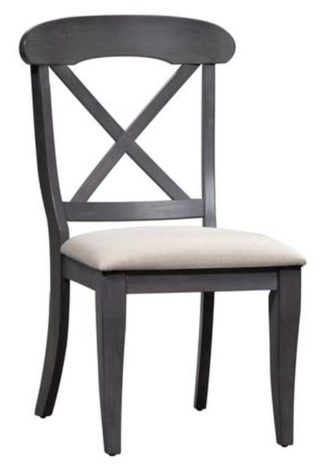 Liberty Furniture Ocean Isle Slate/Weathered Pine Upholstered X Back Side Chair-0
