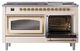 Ilve® Nostalgie II Noblesse 60'' Antique White Pro Style Dual Fuel Range with Brass Trim-4