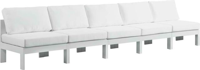 Meridian Furniture Nizuc 5-Piece White Outdoor Patio Modular Sofa-1