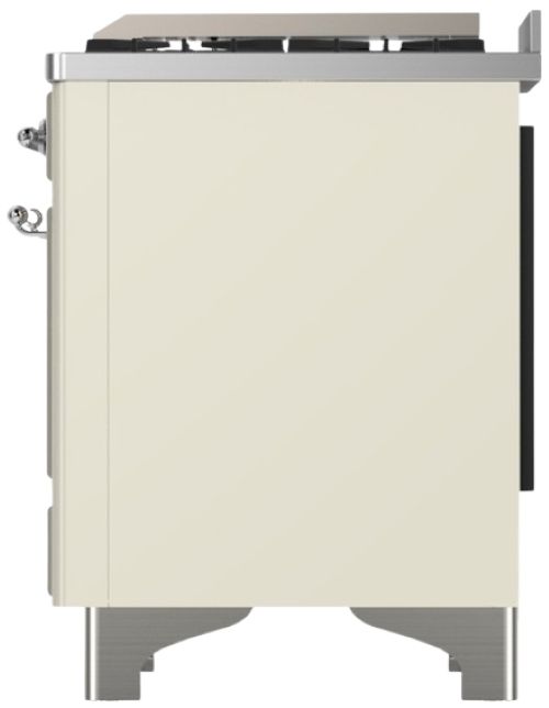 Ilve® Majestic III 48" Antique White Pro Style Dual Fuel Natural Gas Range with Solid Door and Chrome Trim-3