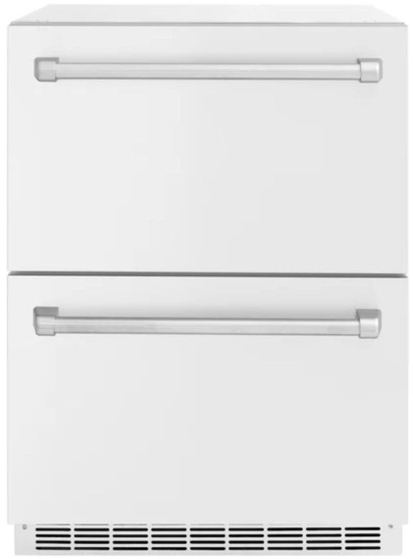 ZLINE 24" Touchstone 168 Can Outdoor-Rated Dual Refrigerator Drawer with White Matte Doors-0