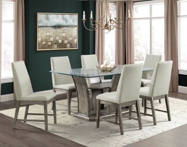 Elements International Dapper Gray 5-Piece Cream/Walnut Dining Set-1
