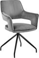 Armen Living Hadley Gray/Matte Black Dining Arm Chair-0