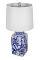 A & B Home Blue/White 13" Ceramic Vase Lamp-1