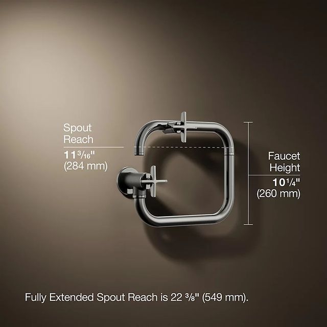 KOHLER® Billet® Vibrant Titanium Wall-Mount Pot Filler with Cross Handle-2