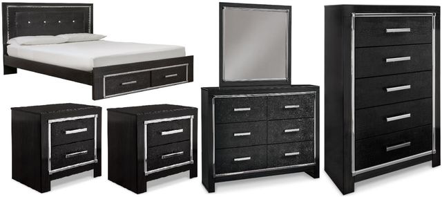 Signature Design by Ashley® Kaydell 6-Piece Black Queen Storage Panel Bed Set-0