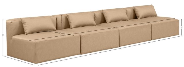 Meridian Furniture Cube 4-Piece Tan Leather Sofa-2
