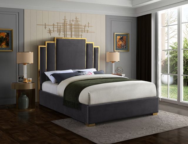 Meridian Furniture Hugo Grey Velvet King Bed-2