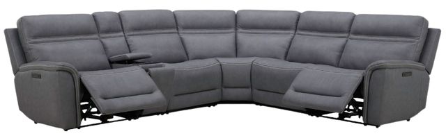 Liberty Furniture Cooper 6-Piece Blue Gray Leather Power Reclining Curved Sectional-1