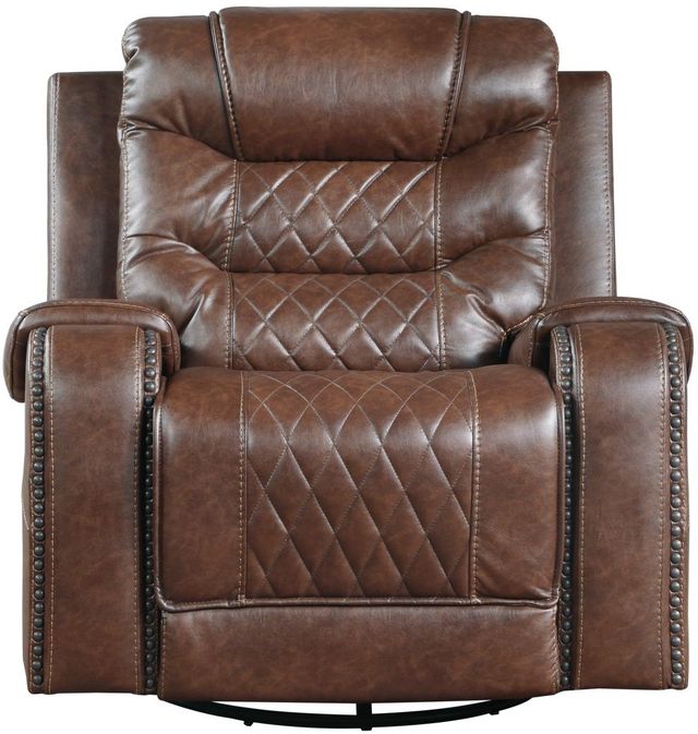 Mazin Furniture Putnam Brown Swivel Glider Reclining Chair-2