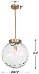 Uttermost® Gaia Glass Pendant with Antique Brass Accent-4
