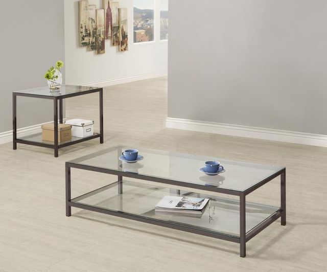 Coaster® Trini 2-Piece Tempered Glass Top Occasional Table with Black Nickel Base Set-1