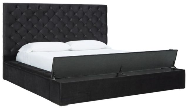 Signature Design by Ashley® Lindenfield Black King Upholstered Storage Bed-1