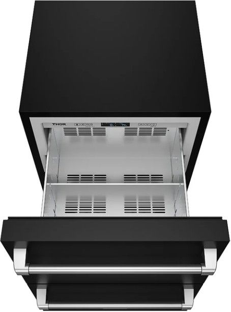 Thor Kitchen Gordon Ramsay Collection 3.4 Cu. Ft. Anti-Fingerprint Black Under the Counter Freezer Drawer with Stainless Steel Handle-1