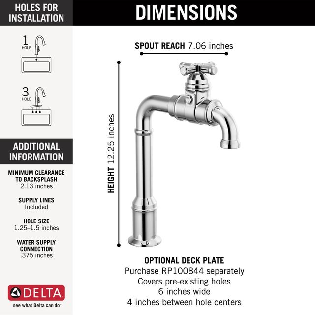 Delta Broderick® Chrome Bar Kitchen Faucet-1