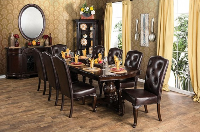 Furniture of America® Bellagio Brown Cherry Dining Table with 2 Leaves-2