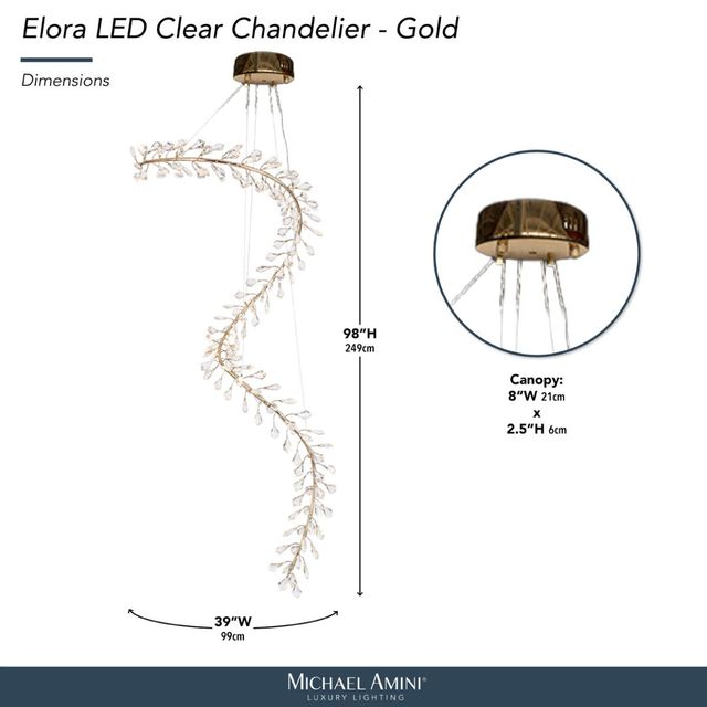 Michael Amini® Elora Clear/Gold LED Chandelier-2