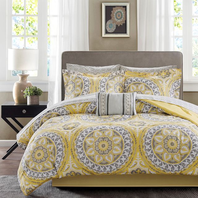 Olliix by Madison Park Essentials Serenity Yellow King Complete Comforter and Cotton Sheet Set-1