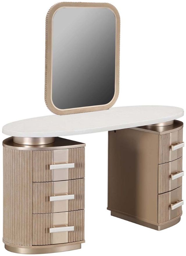 Michael Amini® West Kensington Sea Salt Caramel Vanity with Mirror-0