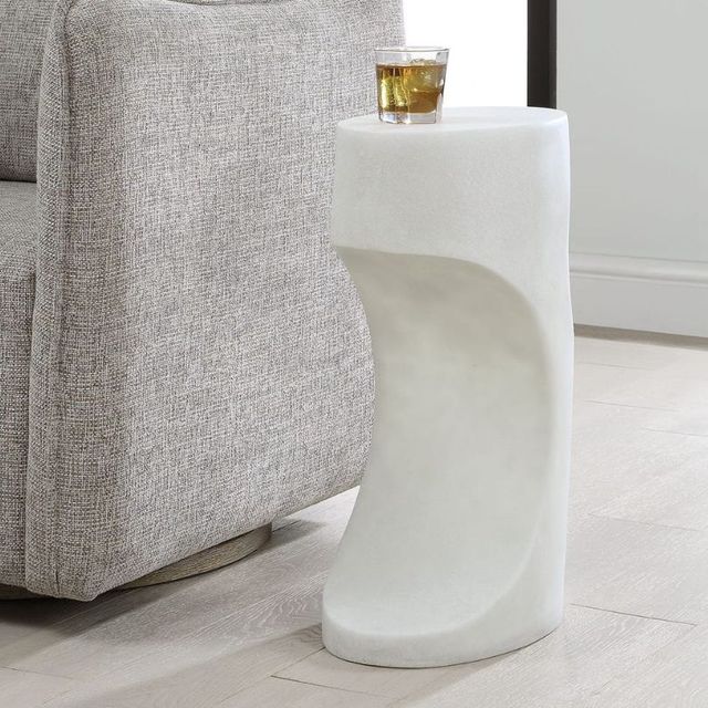 Uttermost® Stevie White Stone Composite Indoor-Outdoor Accent Table-3