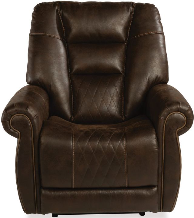 Flexsteel® Maverick Dark Brown Power Recliner with Power Headrest and Lumbar-1