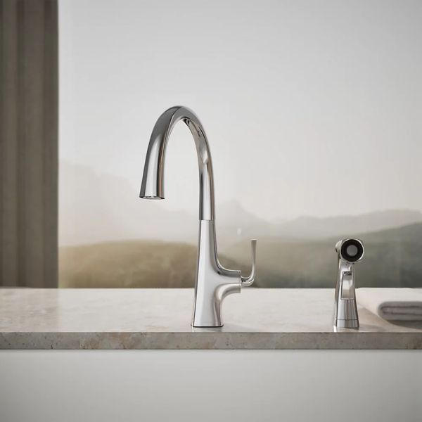 KOHLER® Graze® Polished Chrome Single-Handle Kitchen Sink Faucet with 2-Function Side Sprayer-3
