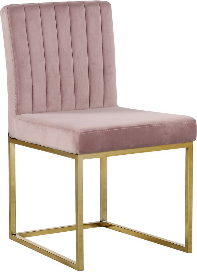 Meridian Furniture Giselle Pink/Gold Velvet Dining Chair-0