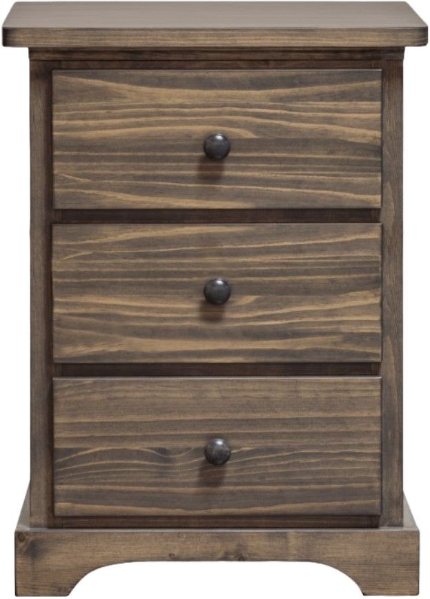 Mako Wood Furniture Polo Brown 3-Drawer Nightstand-0