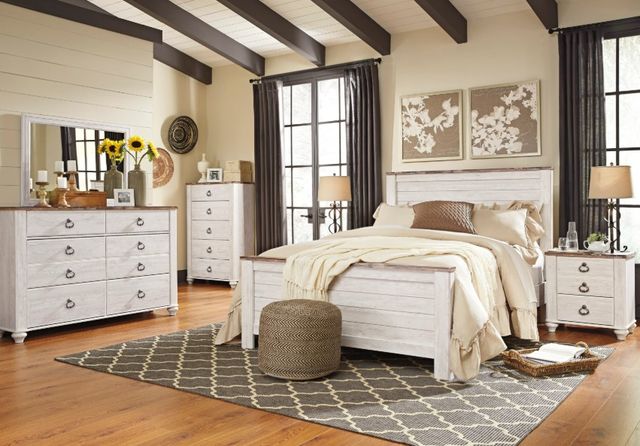 Signature Design by Ashley® Willowton Whitewash California King Panel Bed-3