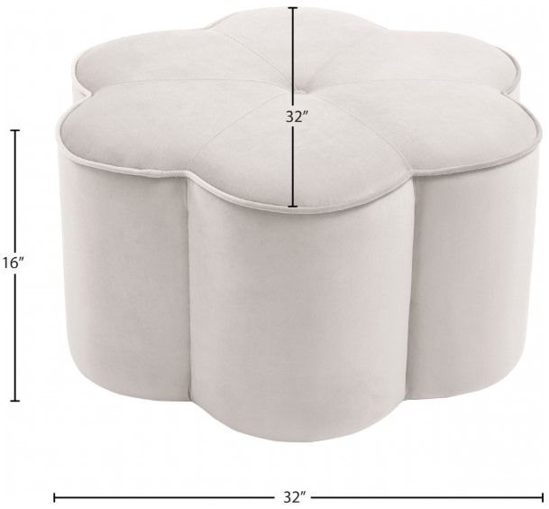 Meridian Furniture Daisy Cream Velvet Ottoman-2
