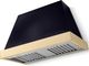 La Cornue CornuFé Euclid 44" Matte Black Wall Mounted Range Hood with Polished Brass Trim-0